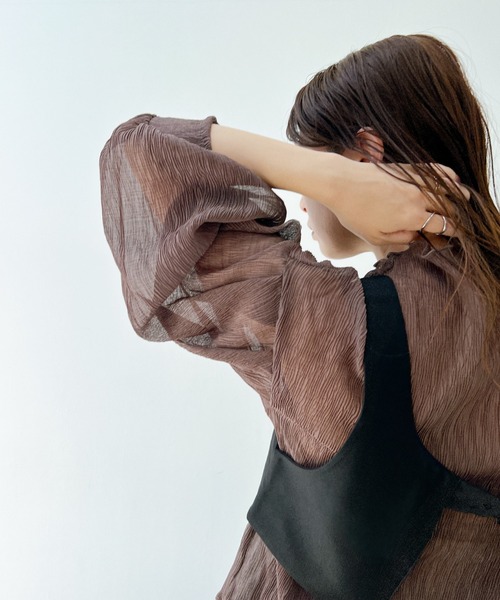 y/m by misato（イムバイミサト）の「楊柳シフォンパフスリーブブラウス（シャツ/ブラウス・レディース・オフホワイト/ブラウン・FREE）」の13枚目の写真