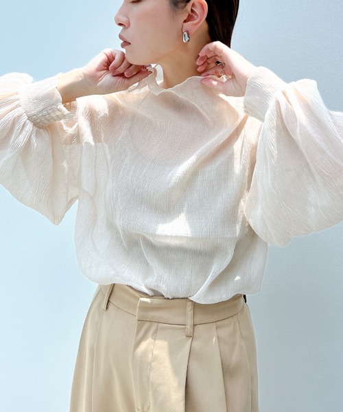 y/m by misato（イムバイミサト）の「楊柳シフォンパフスリーブブラウス（シャツ/ブラウス・レディース・オフホワイト/ブラウン・FREE）」の9枚目の写真