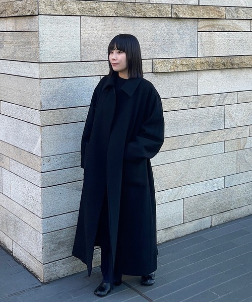 MIDIUMISOLID（ミディウミソリッド）の「MIDIUMISOLID ベルト付きロングコート（その他アウター・レディース・ブラック/ワインレッド/カーキ・38）」の9枚目の写真