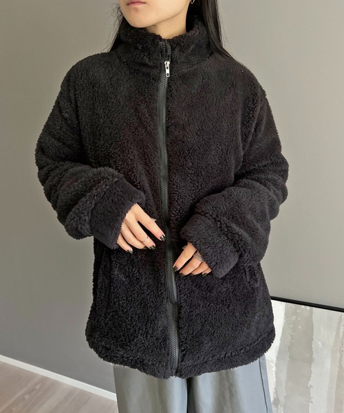 Jewelobe（ジュエローブ）の「もこもこジップアウター（ブルゾン・レディース・ブラック/ベージュ/アイボリー・FREE）」の11枚目の写真