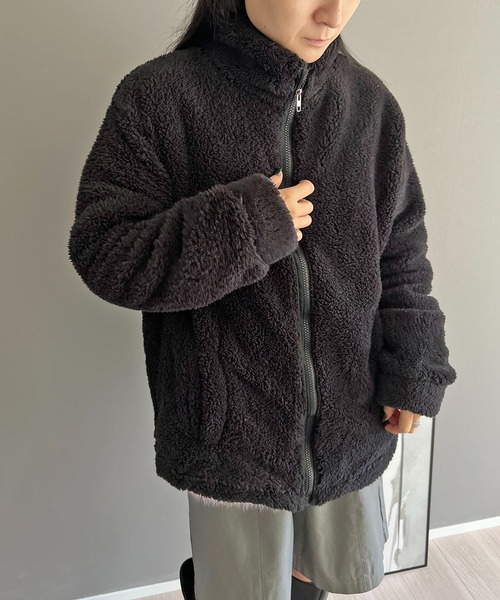 Jewelobe（ジュエローブ）の「もこもこジップアウター（ブルゾン・レディース・ブラック/ベージュ/アイボリー・FREE）」の12枚目の写真