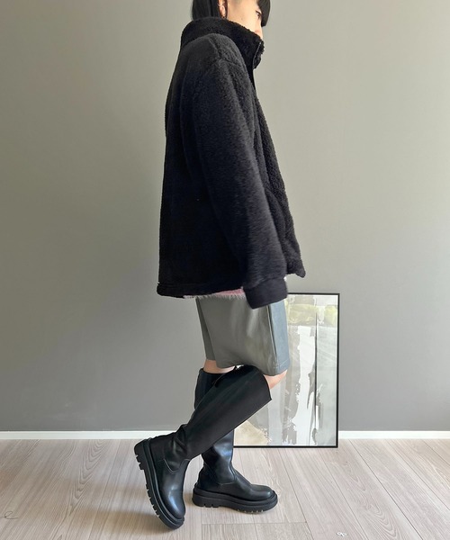 Jewelobe（ジュエローブ）の「もこもこジップアウター（ブルゾン・レディース・ブラック/ベージュ/アイボリー・FREE）」の14枚目の写真