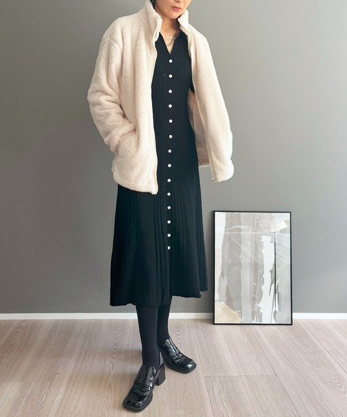 Jewelobe（ジュエローブ）の「もこもこジップアウター（ブルゾン・レディース・ブラック/ベージュ/アイボリー・FREE）」の20枚目の写真