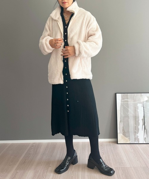 Jewelobe（ジュエローブ）の「もこもこジップアウター（ブルゾン・レディース・ブラック/ベージュ/アイボリー・FREE）」の21枚目の写真