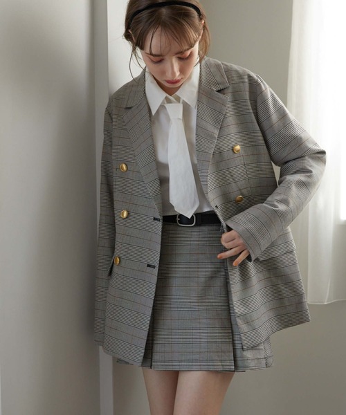 archives(アルシーヴ)の「チェックボックスプリーツミニスカート(スカート・レディース・ベージュ/グレー・MEDIUM)」の4枚目の写真