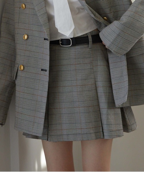 archives(アルシーヴ)の「チェックボックスプリーツミニスカート(スカート・レディース・ベージュ/グレー・MEDIUM)」の5枚目の写真
