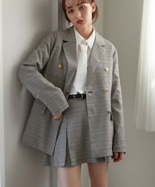 archives(アルシーヴ)の「チェックボックスプリーツミニスカート(スカート・レディース・ベージュ/グレー・MEDIUM)」の3枚目の写真