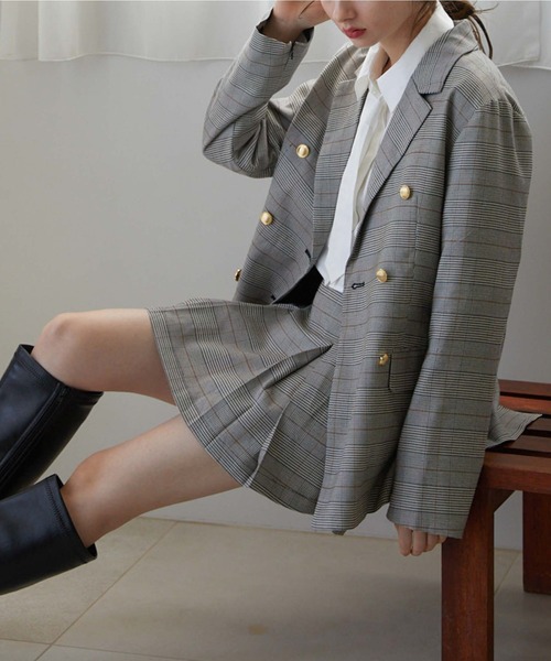 archives(アルシーヴ)の「チェックボックスプリーツミニスカート(スカート・レディース・ベージュ/グレー・MEDIUM)」の7枚目の写真