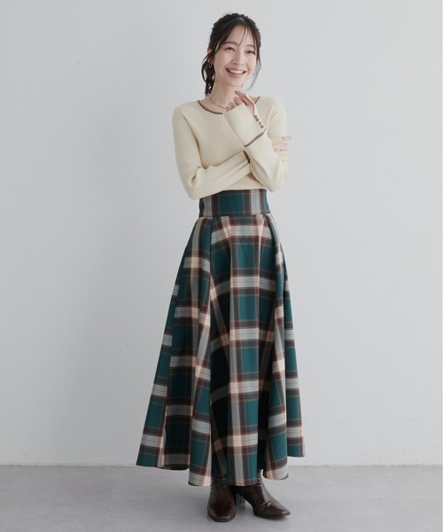 natural couture（ナチュラルクチュール）の「ハイウエストサーキュラーチェックスカート（スカート・レディース・その他2/その他1/その他4/その他3・LARGE/MEDIUM）」の2枚目の写真