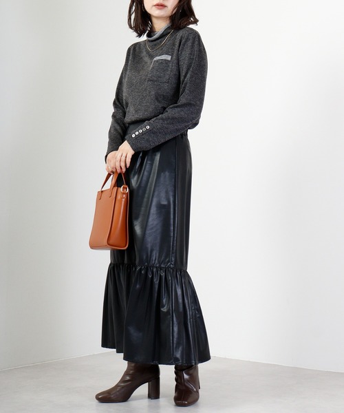 BRODIAEA（ブローディア）の「BRODIAEA 配色Wポケットプルオーバー（Tシャツ/カットソー・レディース・チャコールグレー/ライム/ネイビー/ワイン/ブルー/ベージュ・40）」の11枚目の写真