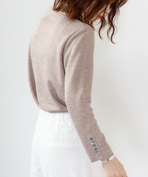 BRODIAEA（ブローディア）の「BRODIAEA 配色Wポケットプルオーバー（Tシャツ/カットソー・レディース・チャコールグレー/ライム/ネイビー/ワイン/ブルー/ベージュ・40）」の13枚目の写真