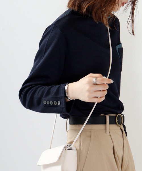 BRODIAEA（ブローディア）の「BRODIAEA 配色Wポケットプルオーバー（Tシャツ/カットソー・レディース・チャコールグレー/ライム/ネイビー/ワイン/ブルー/ベージュ・40）」の22枚目の写真