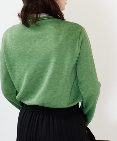 BRODIAEA（ブローディア）の「BRODIAEA 配色Wポケットプルオーバー（Tシャツ/カットソー・レディース・チャコールグレー/ライム/ネイビー/ワイン/ブルー/ベージュ・40）」の19枚目の写真
