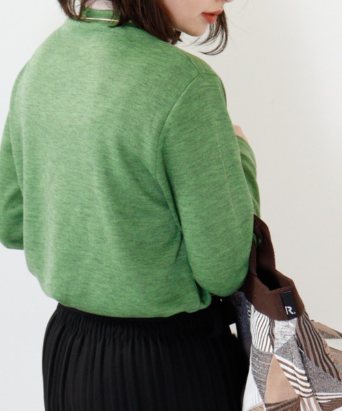 BRODIAEA（ブローディア）の「BRODIAEA 配色Wポケットプルオーバー（Tシャツ/カットソー・レディース・チャコールグレー/ライム/ネイビー/ワイン/ブルー/ベージュ・40）」の18枚目の写真