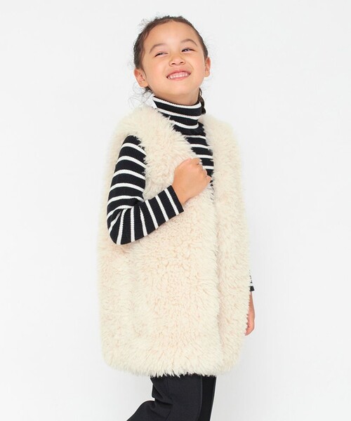 BRANSHES（ブランシェス）の「プードルファーベスト（ベスト・キッズ・アイボリー/ブラウン・L/M/S）」の6枚目の写真