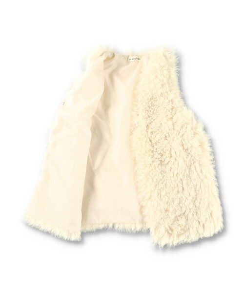 BRANSHES（ブランシェス）の「プードルファーベスト（ベスト・キッズ・アイボリー/ブラウン・L/M/S）」の7枚目の写真