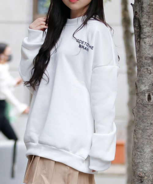 NinaetLina（ニナエリナ）の「裏起毛ワンポイントロゴトレーナー（Tシャツ/カットソー・レディース・グレー/ブラック/ホワイト・M）」の15枚目の写真