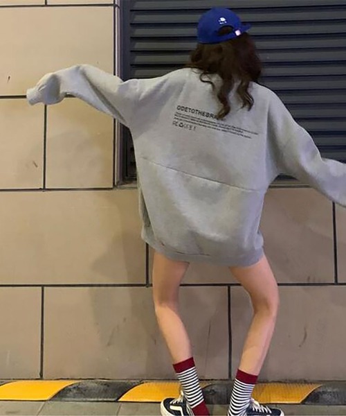 NinaetLina（ニナエリナ）の「裏起毛ワンポイントロゴトレーナー（Tシャツ/カットソー・レディース・グレー/ブラック/ホワイト・M）」の13枚目の写真