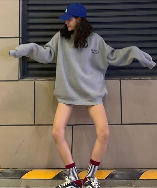 NinaetLina（ニナエリナ）の「裏起毛ワンポイントロゴトレーナー（Tシャツ/カットソー・レディース・グレー/ブラック/ホワイト・M）」の12枚目の写真