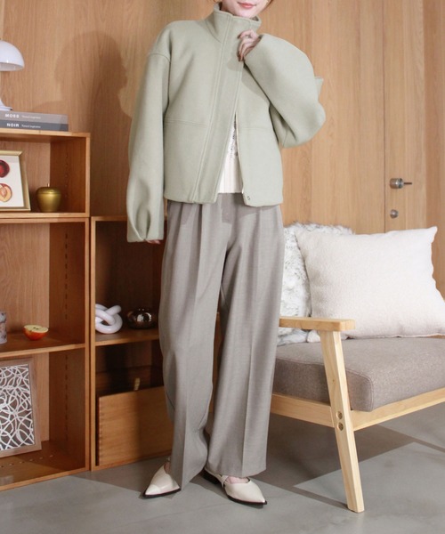 セール】【新色追加 / HIT ITEM!】ダブルジップショートウールコート