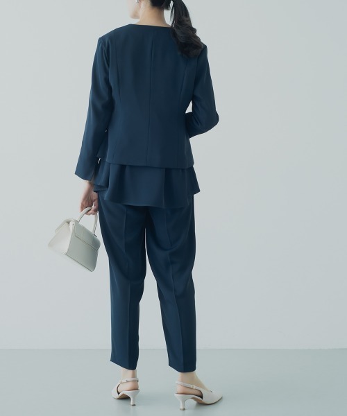 小さいサイズ 【レディーススーツ】フォーマル3点セットスーツ（ノー