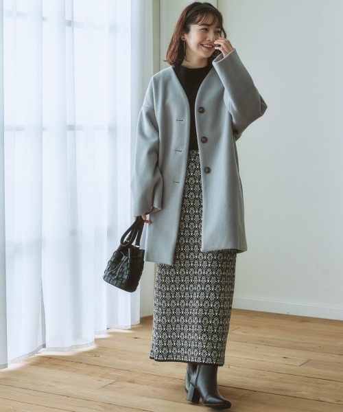 nissen（ニッセン）の「【品番振替】フェイクウールノーカラーコート（ノーカラーコート・レディース・ピンク/サックスブルー/ブラック/グレイッシュベージュ・M/S/L/LL）」の15枚目の写真