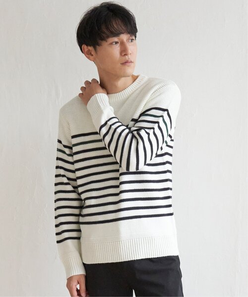 ikka(イッカ)の「ナバルボーダーニット(ニット/セーター・メンズ・オフホワイト/グレー/ネイビー・M/L/S/XL)」の7枚目の写真