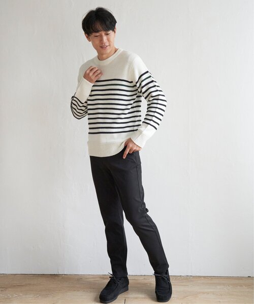 ikka(イッカ)の「ナバルボーダーニット(ニット/セーター・メンズ・オフホワイト/グレー/ネイビー・M/L/S/XL)」の9枚目の写真