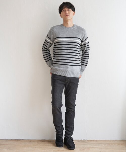 ikka(イッカ)の「ナバルボーダーニット(ニット/セーター・メンズ・オフホワイト/グレー/ネイビー・M/L/S/XL)」の10枚目の写真
