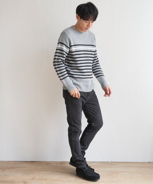 ikka(イッカ)の「ナバルボーダーニット(ニット/セーター・メンズ・オフホワイト/グレー/ネイビー・M/L/S/XL)」の11枚目の写真