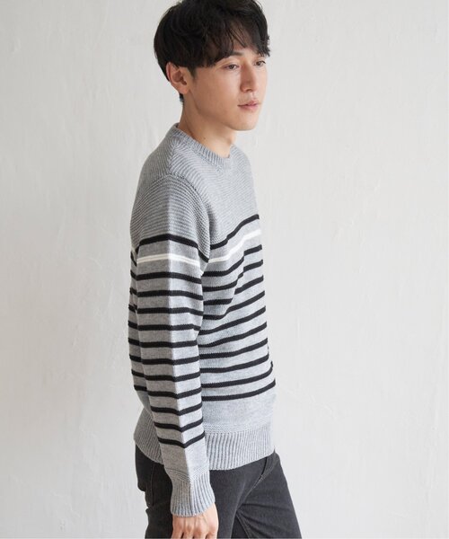 ikka(イッカ)の「ナバルボーダーニット(ニット/セーター・メンズ・オフホワイト/グレー/ネイビー・M/L/S/XL)」の14枚目の写真