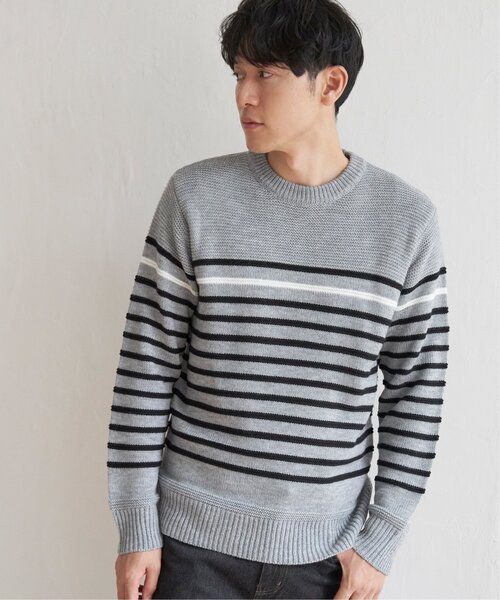 ikka(イッカ)の「ナバルボーダーニット(ニット/セーター・メンズ・オフホワイト/グレー/ネイビー・M/L/S/XL)」の16枚目の写真