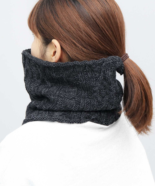 セール】3Mシンサレート入り ケーブル編み 裏ボア ネックウォーマー