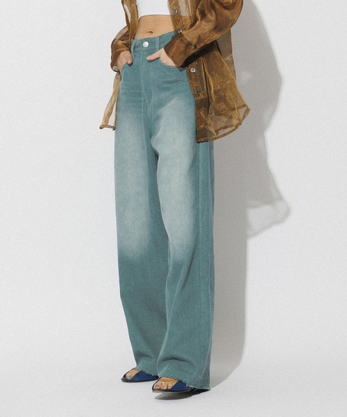 M TO R（ムウトアール）の「［PANTS］HIGHWAIST SEMIWIDE COLOR DENIM UNISEX（デニムパンツ・レディース・ブルー系その他4/カーキ/ブラウン/ライトグリーン/ブラック/ダークラベンダー・38/40/36/42）」の5枚目の写真
