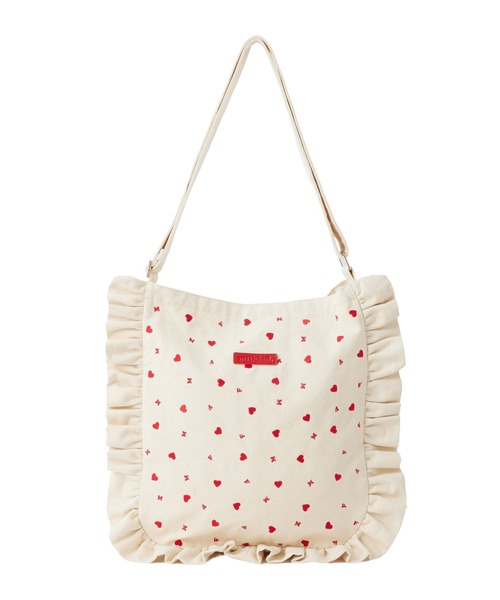 MILKFED.(ミルクフェド)の「HEART EMBROIDERY CANVAS BAG(ショルダーバッグ・レディース・ホワイト/ライトピンク/ブラック・ONE SIZE)」の16枚目の写真
