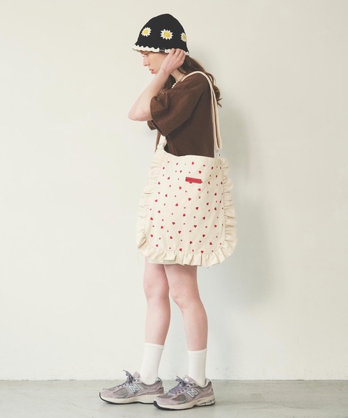 バッグ HEART EMBROIDERY CANVAS BAG MILKFED. Milkfed] Tote Bag HEART EMBROIDERY CANVAS BAG Women's LtPINK