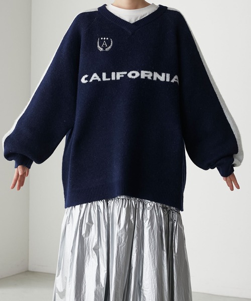 ヴィンテージ】Vネックニットセーターオーバーシルエットゲームシャツ