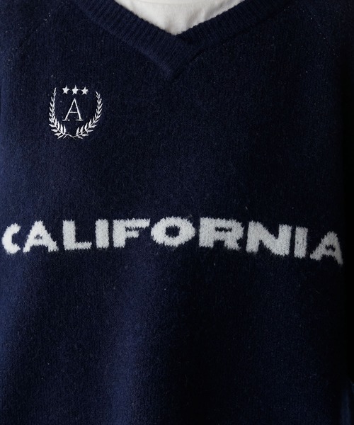 forksy.】オーバーサイズVネックゲームシャツニットプルオーバー