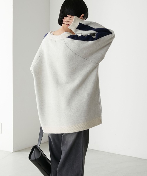 forksy.】オーバーサイズVネックゲームシャツニットプルオーバー