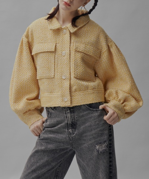 GAB GAB（ガブガブ）の「ツイードCPOジャケット（その他アウター・レディース・マスタード/ブラック/ホワイト・FREE）」の3枚目の写真