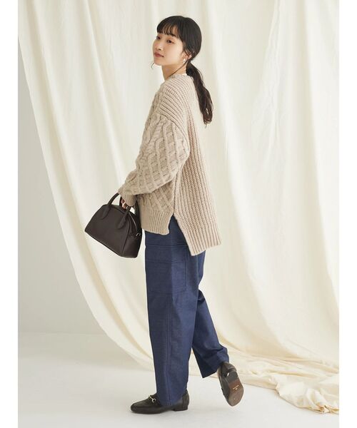 CRAFT STANDARD BOUTIQUE(クラフトスタンダードブティック)の「ブラッシングケーブルニット(ニット/セーター・レディース・グレイッシュベージュ/グリーン/ネイビー・M/L)」の9枚目の写真