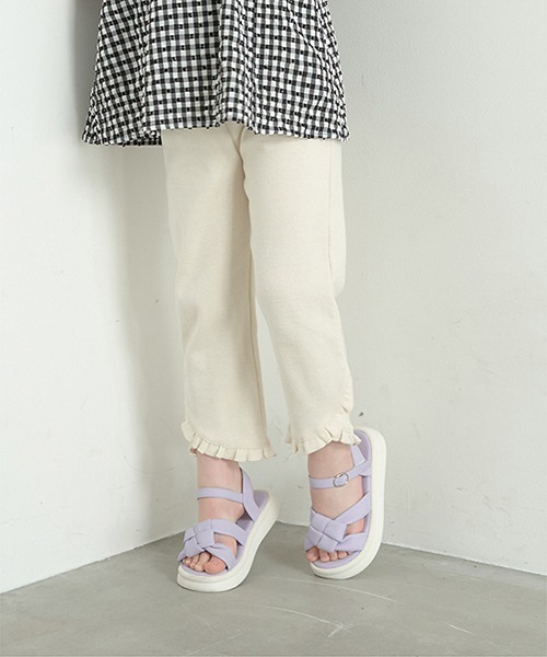 Lycee mine（リセマイン）の「【エニウェアシリーズ】裾チビフリル9分丈パンツ（その他パンツ・キッズ・アイボリー/ベビーピンク/サックスブルー/ライラック/ブラック/ミント・100cm/110cm/130cm/140cm/120cm）」の3枚目の写真