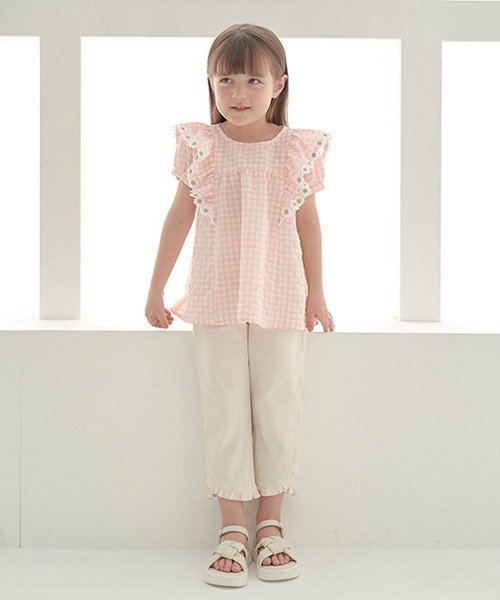 Lycee mine（リセマイン）の「【エニウェアシリーズ】裾チビフリル9分丈パンツ（その他パンツ・キッズ・アイボリー/ベビーピンク/サックスブルー/ライラック/ブラック/ミント・100cm/110cm/130cm/140cm/120cm）」の15枚目の写真