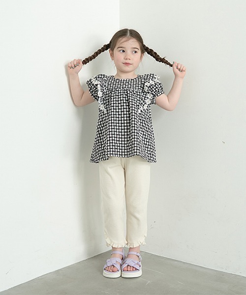 Lycee mine（リセマイン）の「【エニウェアシリーズ】裾チビフリル9分丈パンツ（その他パンツ・キッズ・アイボリー/ベビーピンク/サックスブルー/ライラック/ブラック/ミント・100cm/110cm/130cm/140cm/120cm）」の12枚目の写真