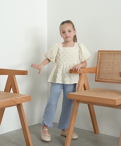 Lycee mine（リセマイン）の「【エニウェアシリーズ】裾チビフリル9分丈パンツ（その他パンツ・キッズ・アイボリー/ベビーピンク/サックスブルー/ライラック/ブラック/ミント・100cm/110cm/130cm/140cm/120cm）」の22枚目の写真