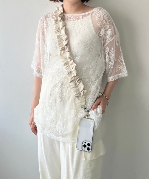 Me%（ミィパーセント）の「クシュクシュモバイルショルダーストラップ 993228（スマホグッズ・レディース・ブラック/シルバー/アイボリー/ベージュ・FREE）」の9枚目の写真