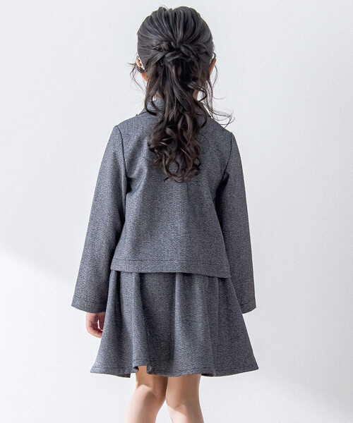 【お揃い】リボン付きチェック無地フォーマルスーツ上下セット(110~130㎝)（スーツジャケット）｜BeBe Petits Pois Vert（ベベプチポワヴェール）