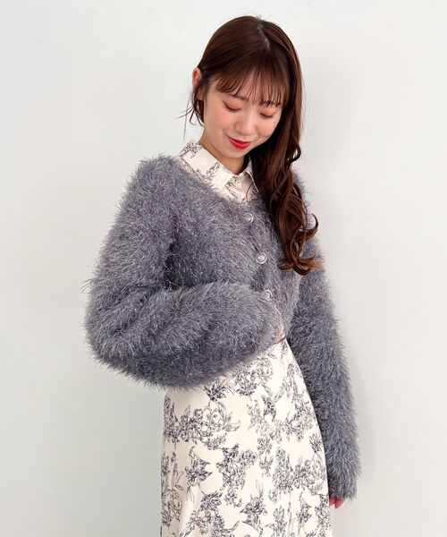MAJESTIC LEGON(マジェスティックレゴン)の「ラメミックスニットカーディガン(カーディガン/ボレロ・レディース・アイボリー/ピンク/チャコールグレー・MEDIUM)」の2枚目の写真