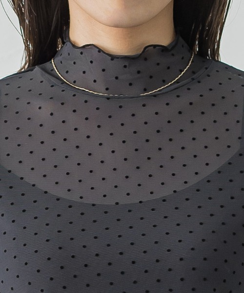 トゥモローランド ドットシアーシャツ新品 シアードットチュールハイネックトップス（Tシャツ/カットソー
