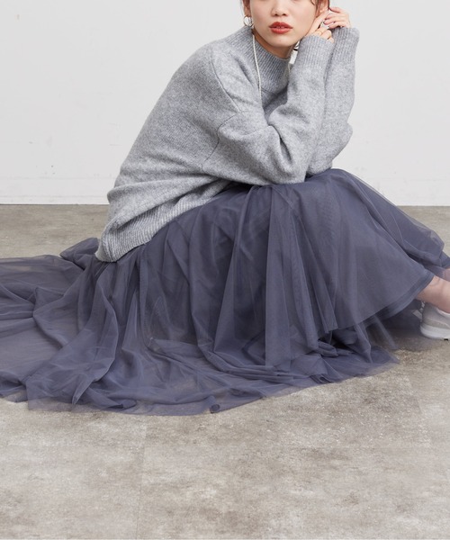 Chez toi（シェトワ）の「チュールはぎスカート（スカート・レディース・グレイッシュベージュ/チャコールグレー/ドット/キャメル・FREE）」の18枚目の写真